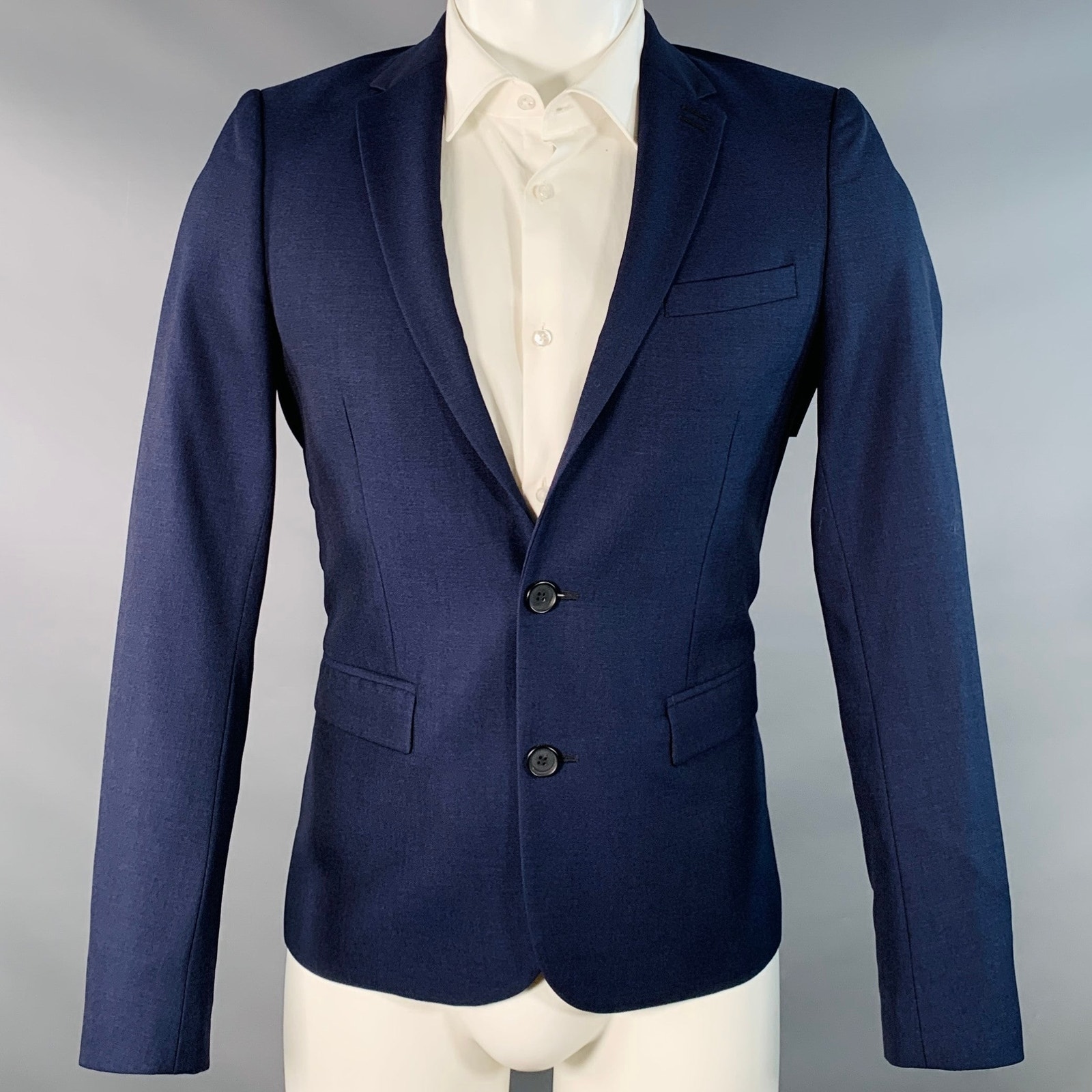 The Kooples Size 34 Navy Wool Notch Lapel Sport Coat